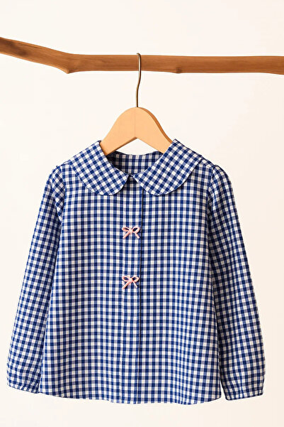 Angel&Co. Girls Clothing Kız Çocuk Fiyonklu Lacivert Poplin Gömlek
