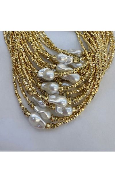 gaila design Baroque Pearl Cube Dorical Necklace