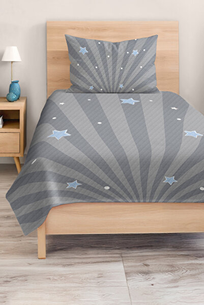 Realhomes Blue Star Patterned Single Children's and Teenager's Room Pique Set Bedspread
