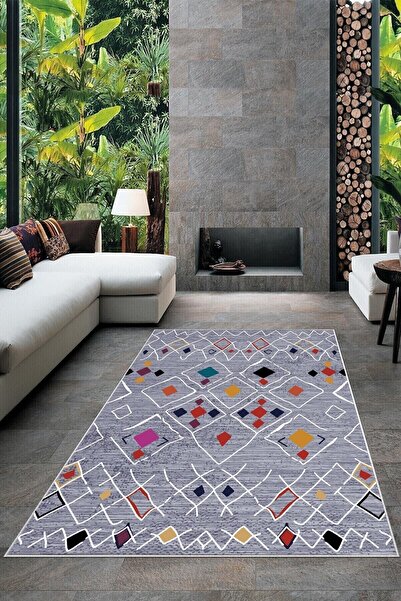 on the clouds Renkli Çizgiler Bohem Desen Etnik Dijital Baskı Yıkanabilir Kay...