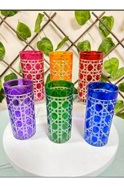 atabey home collection 6'lı Kristal Kesme Petek Kahve Yanı Su Bardağı