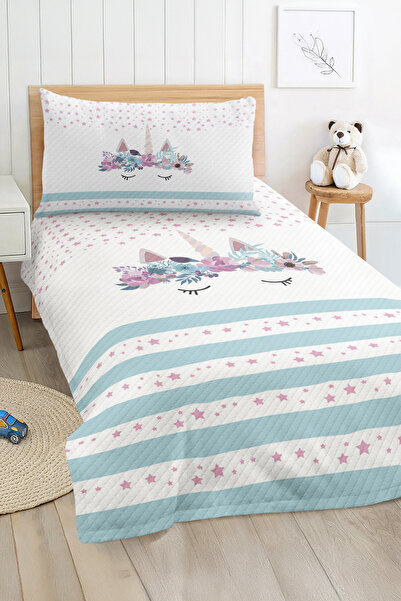 Realhomes مجموعة غطاء سرير بيكيه لغرفة الأطفال والمراهقين بنمط نجمة ملونة