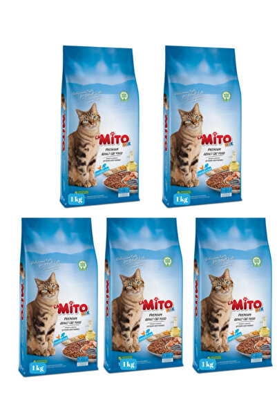 Mito Mix Adult Cat Tavuklu Ve Balıklı Renkli Taneli Yetişkin Kedi Maması 1 Kg 5'li