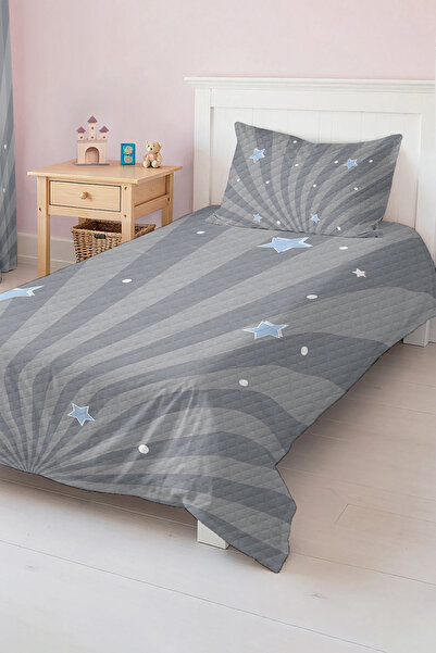 Realhomes Blue Star Patterned Single Children's and Teenager's Room Pique Set Bedspread