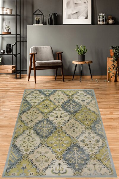 uygun dekor Antik Yeşil Vintage Yıkanabilir Kaymaz Taban Leke Tutmaz Çocuk Od...