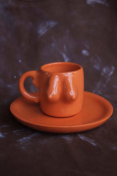 Home El Yapımı Seramik Göğüs Detaylı Kahve Fincan Takımı