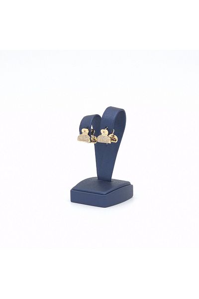 Janset Jewelled Buckle Model Luxury Steel Earrings - 316l Non-Tarnish Surgical Steel Earrings