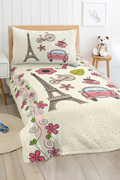 Realhomes مجموعة غطاء سرير بيك لغرفة الأطفال والمراهقين منقوشة على شكل برج إيفل