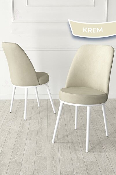 Canisa Kea Serisi Yuvarlak Beyaz Mutfak Masa Takımı 4 Krem Babyface Sandalye