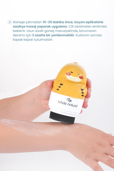 Bade Natural Güneş Koruyucu Losyon Aplikatörü Dinozor Figürlü Doldurulabilir Roll On 110 ml