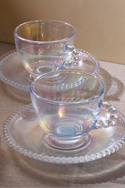 Perotti Beaded Luster 6 Person 90ml Glass Coffee Cup 17064