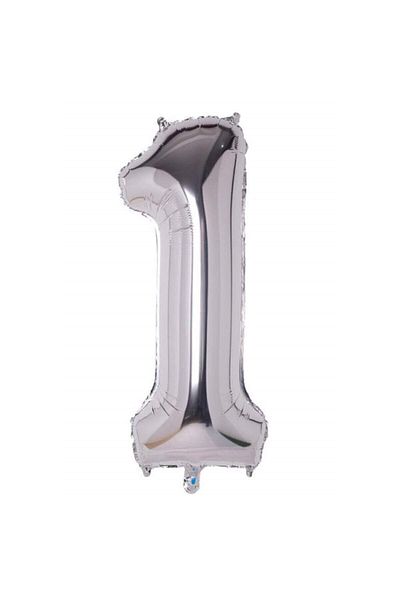 Deniz Party Store 40" Inch 100 cm (1) Number Foil Balloon Silver Gray