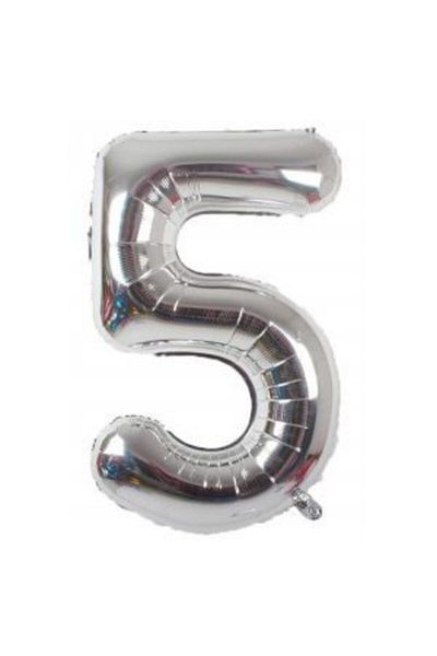 Deniz Party Store 40" Inch 100 cm (5) Number Foil Balloon Silver Gray