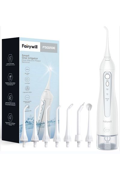 Choice 5020e-white-7 Fairywill Water Flossers Oral Irrigator Rechargeable Portable Dental 3 Modes Water Tan