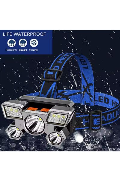 Choice Blue Usb Rechargeable Headlamp Portable 5led Headlight Built In Battery Torch Portable Working Light