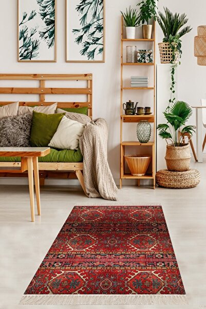 linazaitun Kilim Desenli Etnik Dijital Baskı Yıkanabilir Kaymaz Taban Modern ...