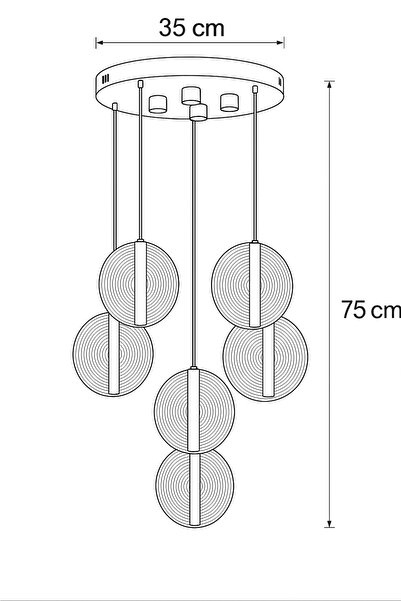 İstanbul Avize İstanbul Avize Parla 6'lı Gold Sarkıt Kumandalı Üç Renk Led Lüx Modern Ledli Avize
