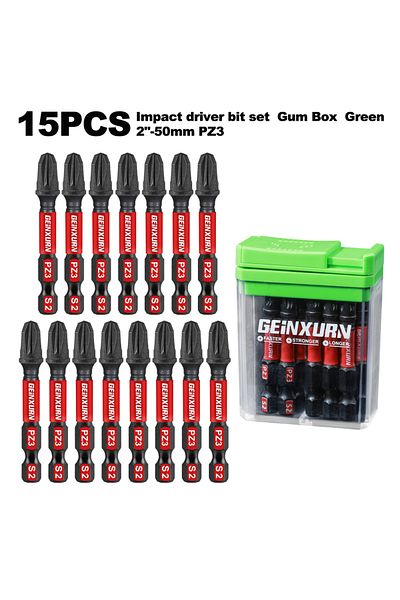 Choice 2 Inches 15pcs-gn Geinxurn 15 Pcs Impact Pozidriv Magnetic (PZ1/PZ2/PZ3) S2 Steel Multi Driver Bits