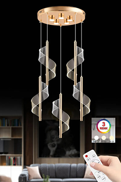 İstanbul Avize İstanbul Avize Mira 4'lü Gold Kumandalı Üç Renk Led Lüx Ledli ...