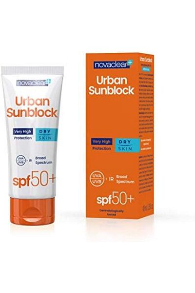 Novaclear Urban Sunblock SPF 50+ for Dry Skin – Broad Spectrum UV Protection Sunscreen with Hyalur