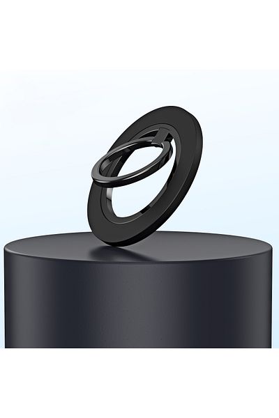 Choice حامل مغناطيسي على شكل حلقة إصبع للهاتف المحمول باللون الأسود لحامل Magsafe يدور 360 درجة مطلي بمغناطيس معدني