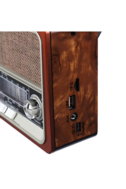 güvenlisepet Nostalji Radyo Led Fener Işıklı Bluetooth Hoparlör USB/TF/Aux + Solar Güneş Enerjili Şarjlı Batarya