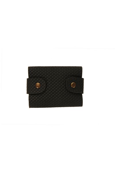 ZUU BAGS Vegan Leather Black Straw Daily Use Card Holder