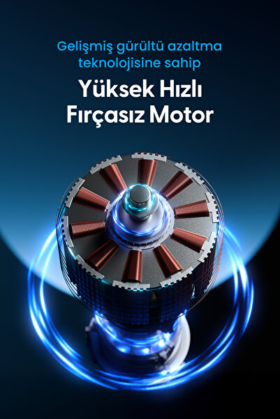 Daxi Airflow Af02 Yeni Nesil Şarjlı Turbo Masa Fanı, Ultra Güçlü Hava Akışı, 100 Kademeli, 16x19cm