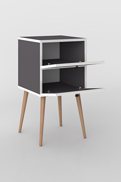 Kenzlife Komodin Kilitli Hanami Gri 74*39*39 Komidin Ahşap Ayaklı Kitaplık Ayakkabılık Kapaklı Arkalıklı