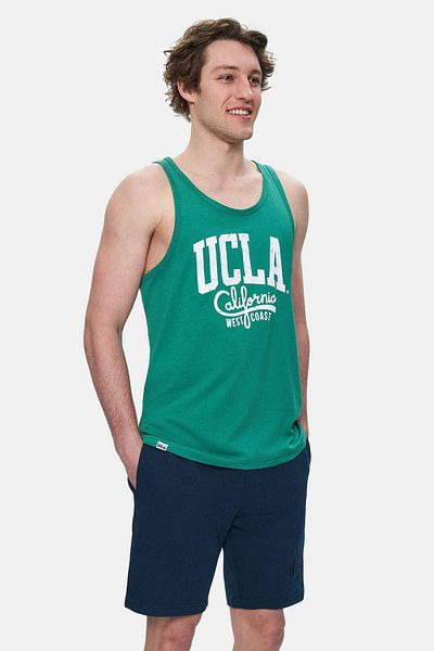 UCLA Pebble Green Zero Sleeve Oversize Printed Men's T-shirt