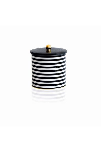 EVLE Ef147-g9 Line Black Patterned Round Metal Storage Container 17.5 Cm