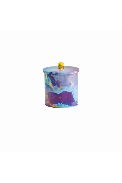 EVLE Ef143-f0 Liquid Purple Patterned Round Metal Storage Container 14 Cm