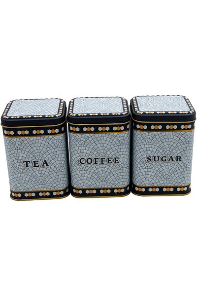 EVLE Erb25u1 Square Metal Storage Container 87x87x125, Set of 3, Mosaic