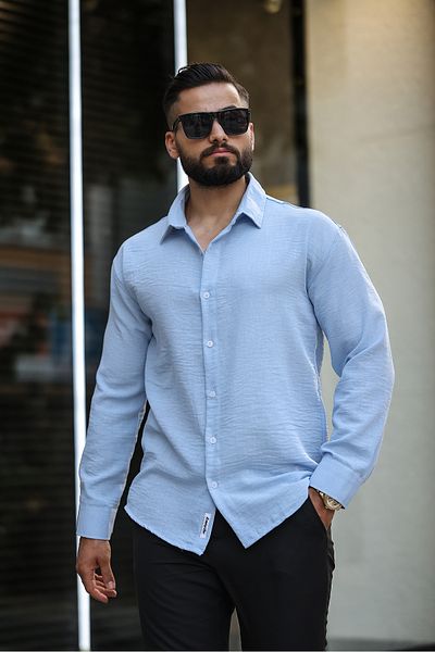 çerme Μπλε υπερμεγέθη πουκάμισο με υφή