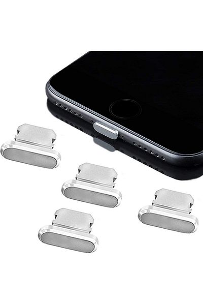 Choice Sliver 4pcs Aluminum Alloy Anti Dust Plug For Iphone 14 13 12 Pro Max 11 Mini Xs 8 Plus Ipad Airpods