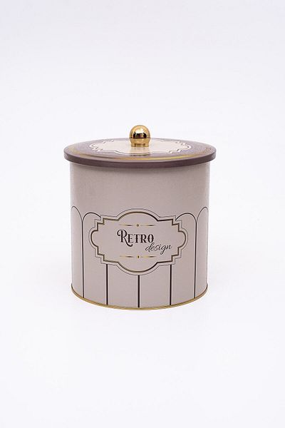 EVLE Er147-U6 Model Retro Patterned Metal Storage Container - 17.5 cm X 18 Cm, 4.1 Liter