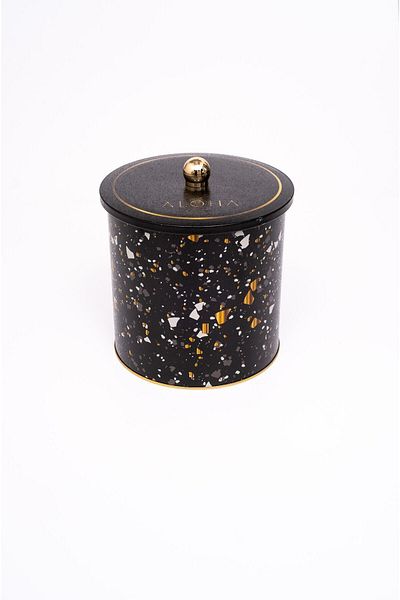 EVLE Terrazo Patterned Food Storage Container - Metal Storage Container 17.5 cm X 18 Cm, 4.1 Liter, Er147-1H