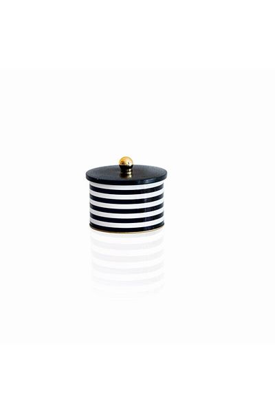 EVLE Ef141-g9 Line Black Patterned Round Metal Storage Container 14 Cm