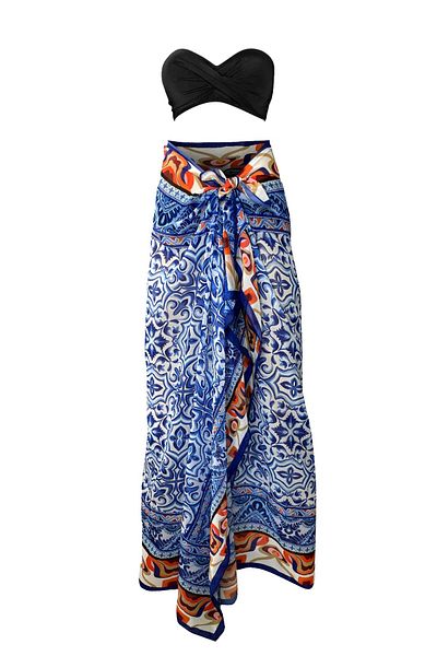 Bolder Curve Pareo Chiffon Tile Blue&Orange (Big Size)