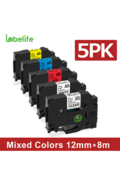 Choice 5PK Label Tape E1000PRO Tube Label Printer Sticker Label Printer & Label Tape 12mm Compatible for Br