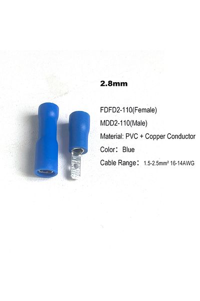 Choice 2.8mm(25 SET) Blue 50pcs Fdfd/mdd 6.3mm 4.8mm 2.8mm Terminal Female Male Spade Insulated Electrical