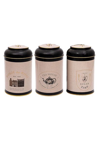 EVLE 3-Piece Metal Storage Container Set 10.5 Cm Food Container Jar Set, Azura Erb04v3