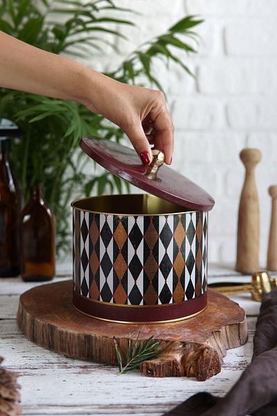 EVLE Circus Patterned Round Metal Storage Container 14 Cm, Food Container - Organizer 17.5 Cm X 13 Cm Er145-t8
