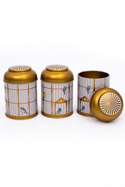 EVLE 3-Piece Metal Storage Container Set 9 Cm Food Container Jar Set, Bird Cage Erb05t7