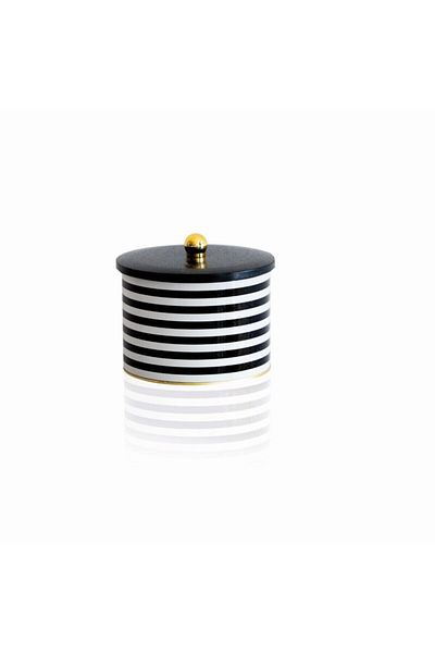 EVLE Ef145-g9 Line Black Patterned Round Metal Storage Container 17.5 Cm