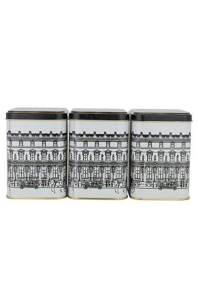 EVLE Square Metal Storage Container 8.7 cm X 8.7 cm X 12.5 Cm, Set of 3, City