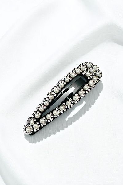 PETEK AKSESUAR Pearl Crystal Stone Snap Side Buckle 9 cm