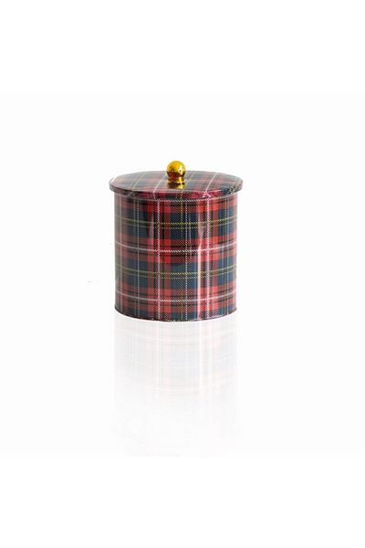 EVLE Ef147-ı3 Plaid(EKOSE) Patterned Round Metal Storage Container 17.5 Cm