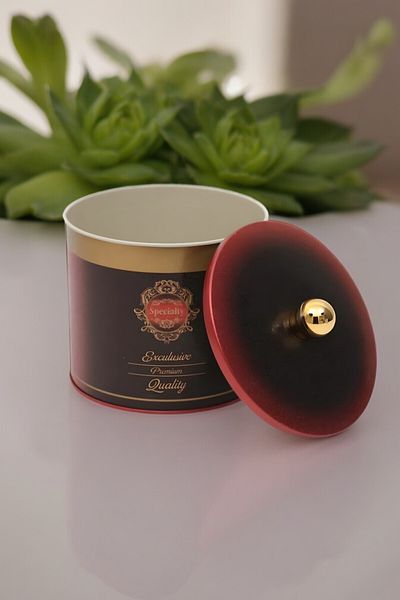 EVLE Ef142-83 Specialty Red Patterned Round Metal Storage Container 14 Cm