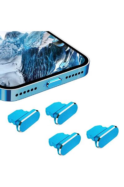 Choice Blue 4pcs Aluminum Alloy Anti Dust Plug For Iphone 14 13 12 Pro Max 11 Mini Xs 8 Plus Ipad Airpods A